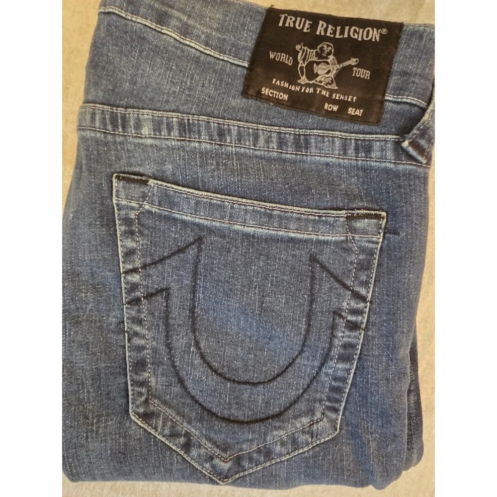 True Religion Jeans Men's 36x34 Rocco Relaxed Skinny Stretch No Flap Whiskers‎